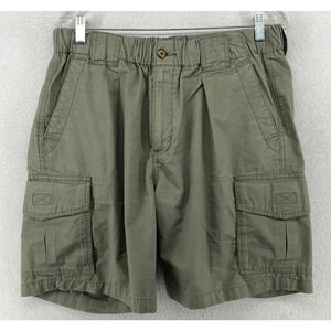 TOMMY BAHAMA Shorts Mens M Cargo Pull On Elastic Hiking Outdoor Cotton Green
